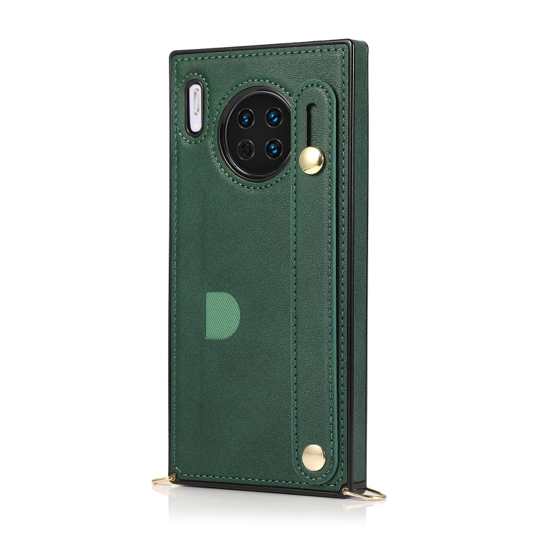 For Huawei Mate 30 Wrist Strap PU+TPU Shockproof Protective Case with Crossbody Lanyard & Holder & Card Slot