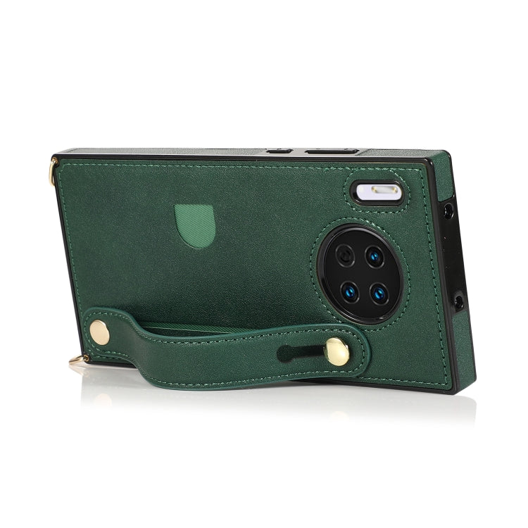 For Huawei Mate 30 Wrist Strap PU+TPU Shockproof Protective Case with Crossbody Lanyard & Holder & Card Slot