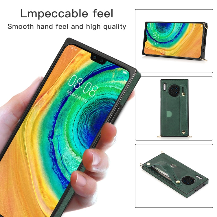 For Huawei Mate 30 Wrist Strap PU+TPU Shockproof Protective Case with Crossbody Lanyard & Holder & Card Slot