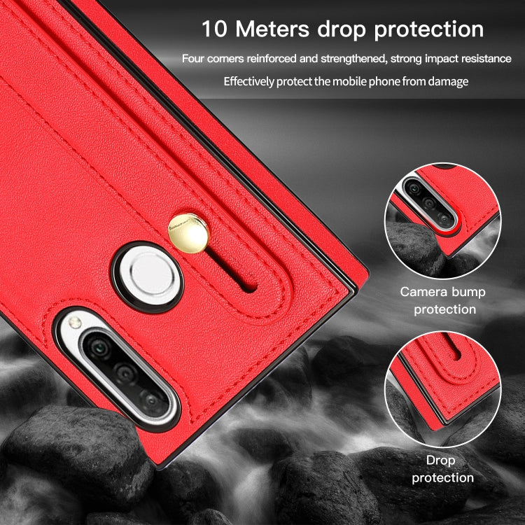 For Huawei P30 Lite Wrist Strap PU+TPU Shockproof Protective Case with Crossbody Lanyard & Holder & Card Slot
