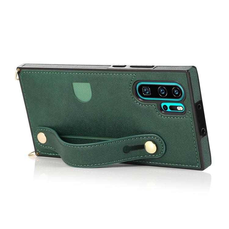 For Huawei P30 Pro Wrist Strap PU+TPU Shockproof Protective Case with Crossbody Lanyard & Holder & Card Slot