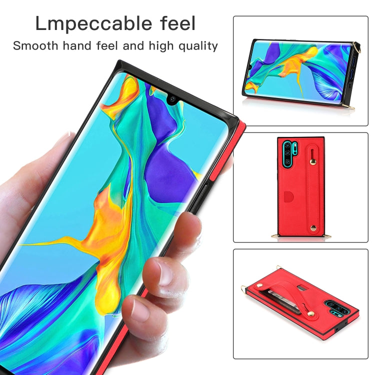For Huawei P30 Pro Wrist Strap PU+TPU Shockproof Protective Case with Crossbody Lanyard & Holder & Card Slot