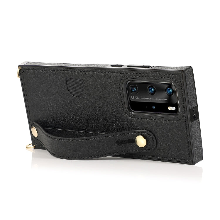 For Huawei P40 Pro Wrist Strap PU+TPU Shockproof Protective Case with Crossbody Lanyard & Holder & Card Slot