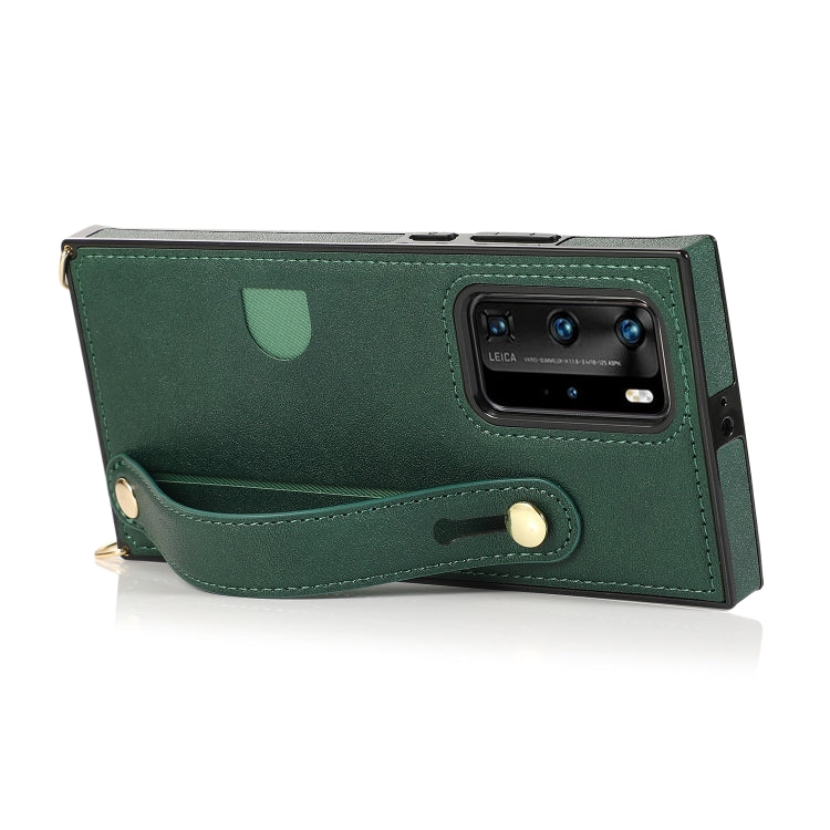 For Huawei P40 Pro Wrist Strap PU+TPU Shockproof Protective Case with Crossbody Lanyard & Holder & Card Slot
