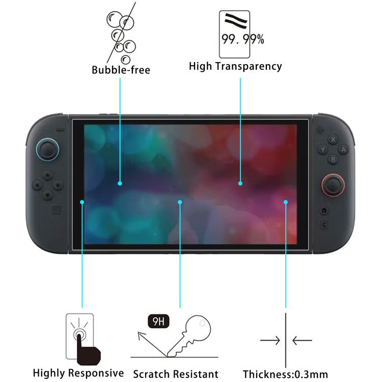 For Nintendo Switch 2 50pcs 0.26mm 9H 2.5D Tempered Glass Film