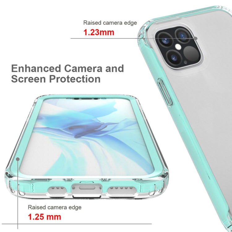 For iPhone 12 / 12 Pro Shockproof TPU Frame + Clear PC Back Case + Front PET Screen Protector