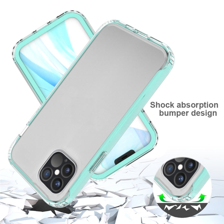 For iPhone 12 / 12 Pro Shockproof TPU Frame + Clear PC Back Case + Front PET Screen Protector