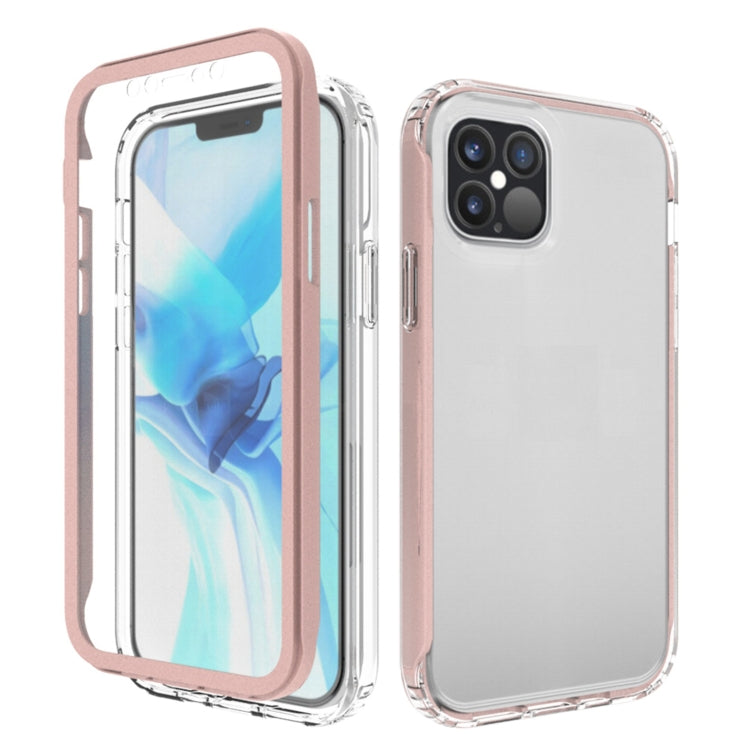 For iPhone 12 / 12 Pro Shockproof TPU Frame + Clear PC Back Case + Front PET Screen Protector