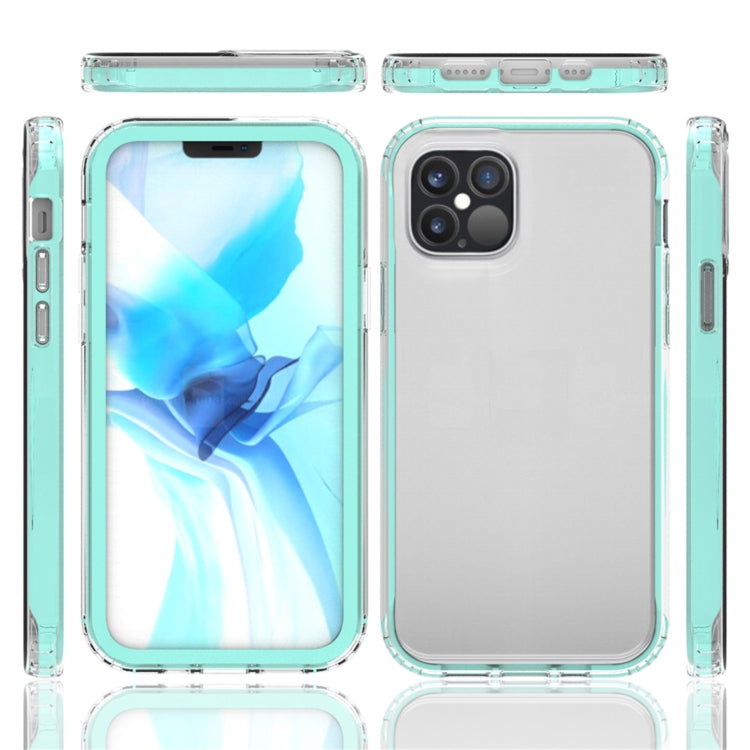 For iPhone 12 / 12 Pro Shockproof TPU Frame + Clear PC Back Case + Front PET Screen Protector