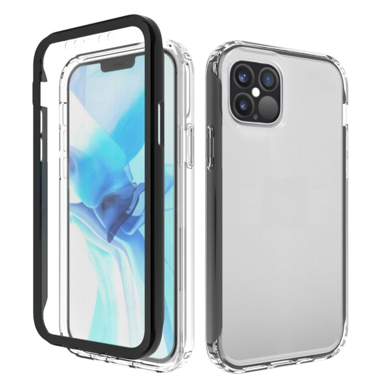 For iPhone 12 Pro Max Shockproof TPU Frame + Clear PC Back Case + Front PET Screen Protector