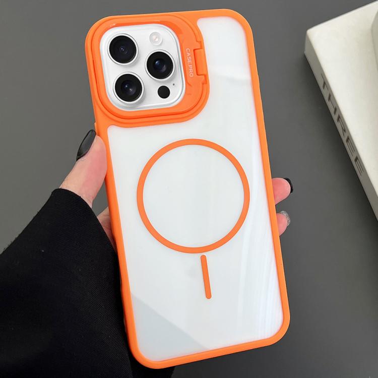 For iPhone 16 Pro PC Lens Holder MagSafe Magnetic Phone Case
