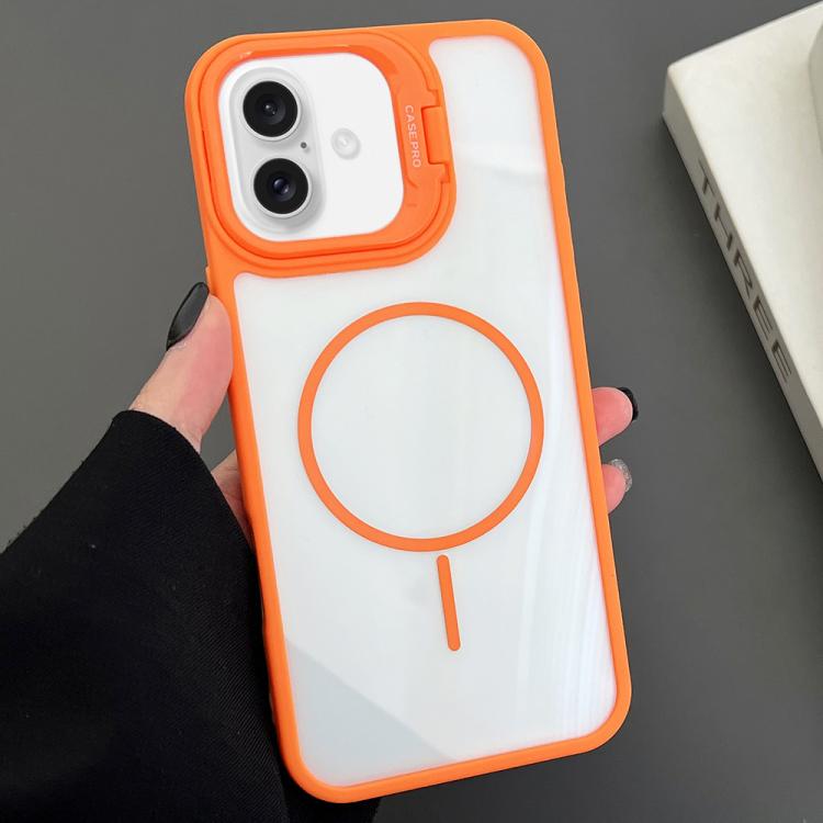 For iPhone 16 PC Lens Holder MagSafe Magnetic Phone Case