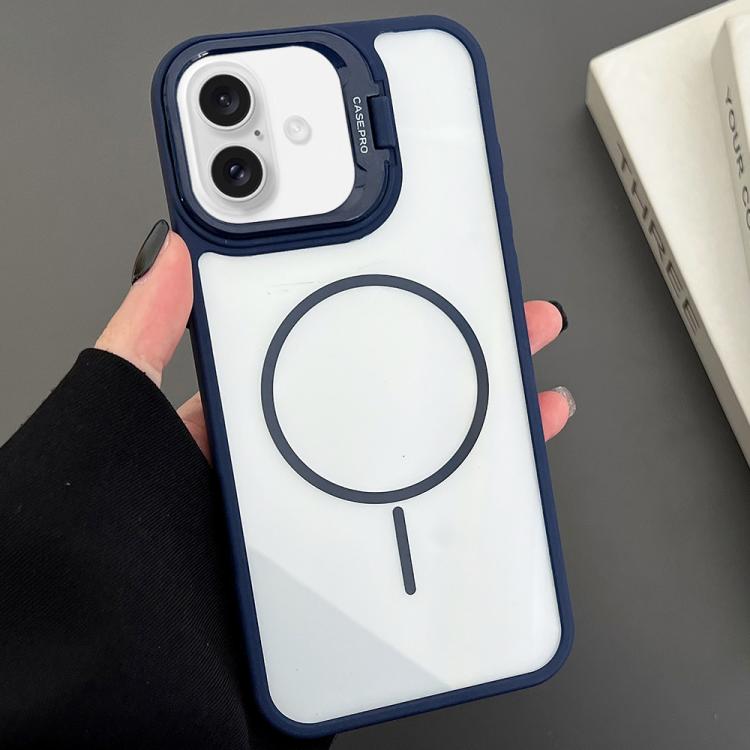 For iPhone 16 PC Lens Holder MagSafe Magnetic Phone Case