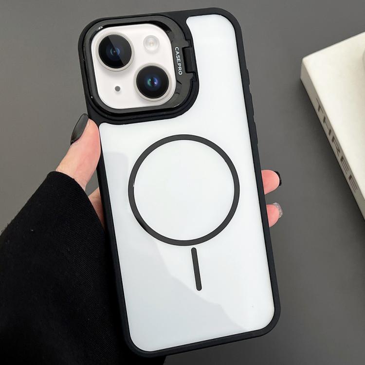 For iPhone 15 Plus PC Lens Holder MagSafe Magnetic Phone Case