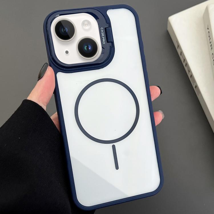 For iPhone 15 PC Lens Holder MagSafe Magnetic Phone Case
