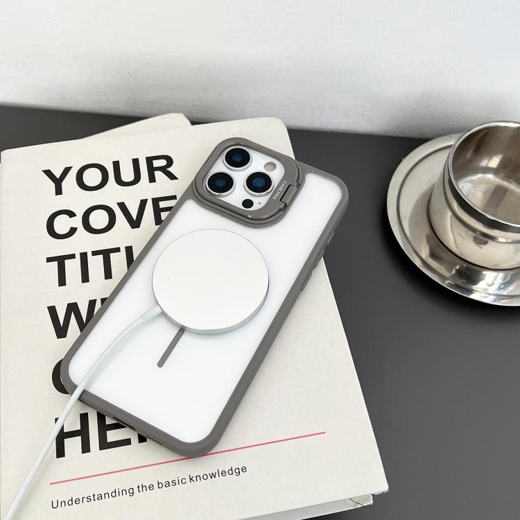 For iPhone 15 Pro PC Lens Holder MagSafe Magnetic Phone Case