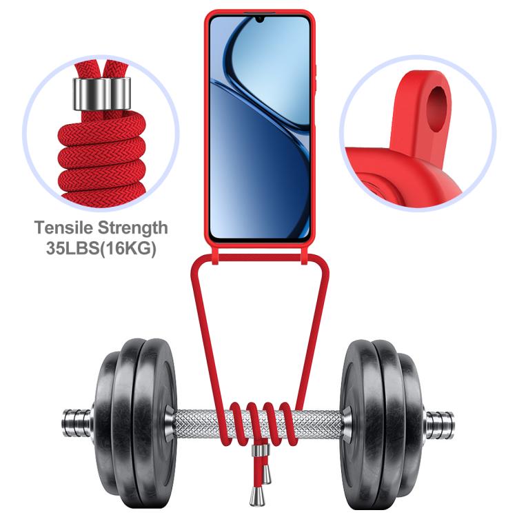 For Realme Note 60 / Note 60x Integrated Card Bag Solid Color Liquid Silicone Phone Case with Lanyard