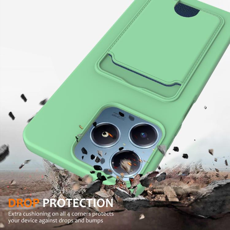 For Realme Note 60 / Note 60x Integrated Card Bag Solid Color Liquid Silicone Phone Case with Lanyard