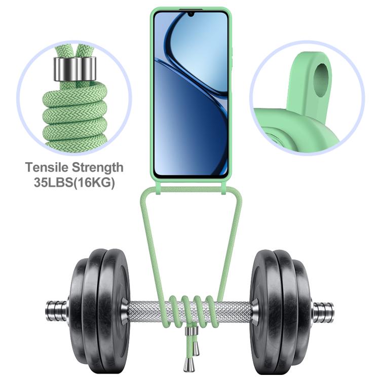 For Realme Note 60 / Note 60x Integrated Card Bag Solid Color Liquid Silicone Phone Case with Lanyard