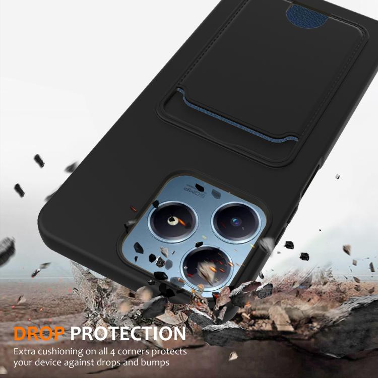 For Realme Note 60 / Note 60x Integrated Card Bag Solid Color Liquid Silicone Phone Case with Lanyard