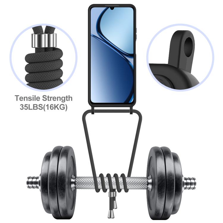 For Realme Note 60 / Note 60x Integrated Card Bag Solid Color Liquid Silicone Phone Case with Lanyard