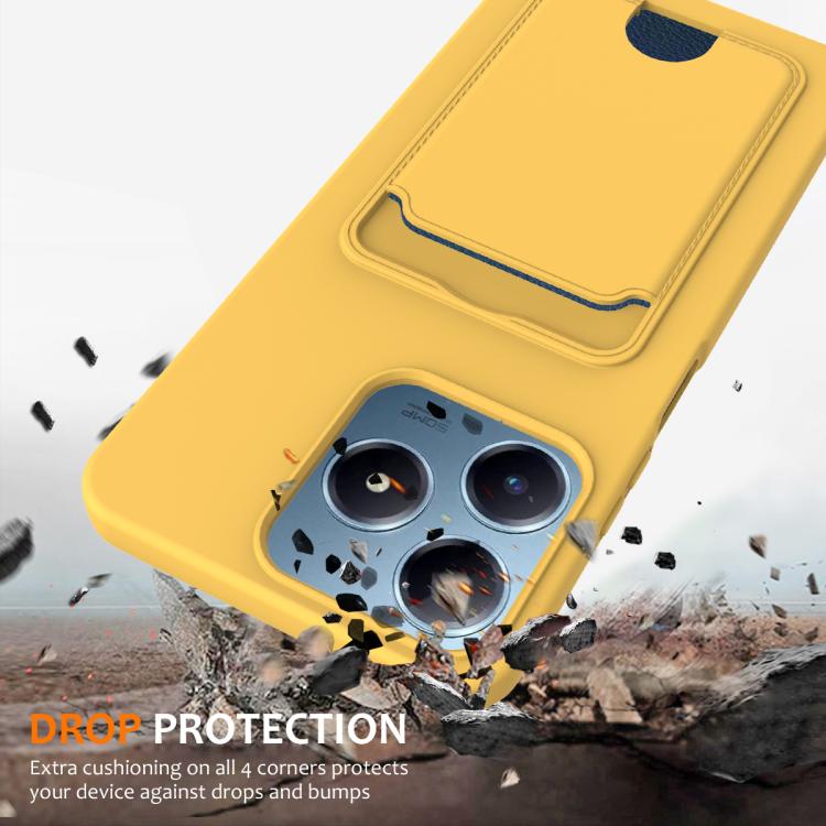 For Realme Note 60 / Note 60x Integrated Card Bag Solid Color Liquid Silicone Phone Case with Lanyard