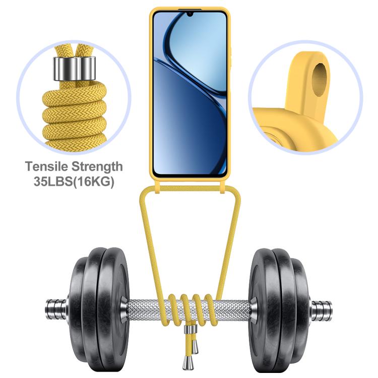 For Realme Note 60 / Note 60x Integrated Card Bag Solid Color Liquid Silicone Phone Case with Lanyard