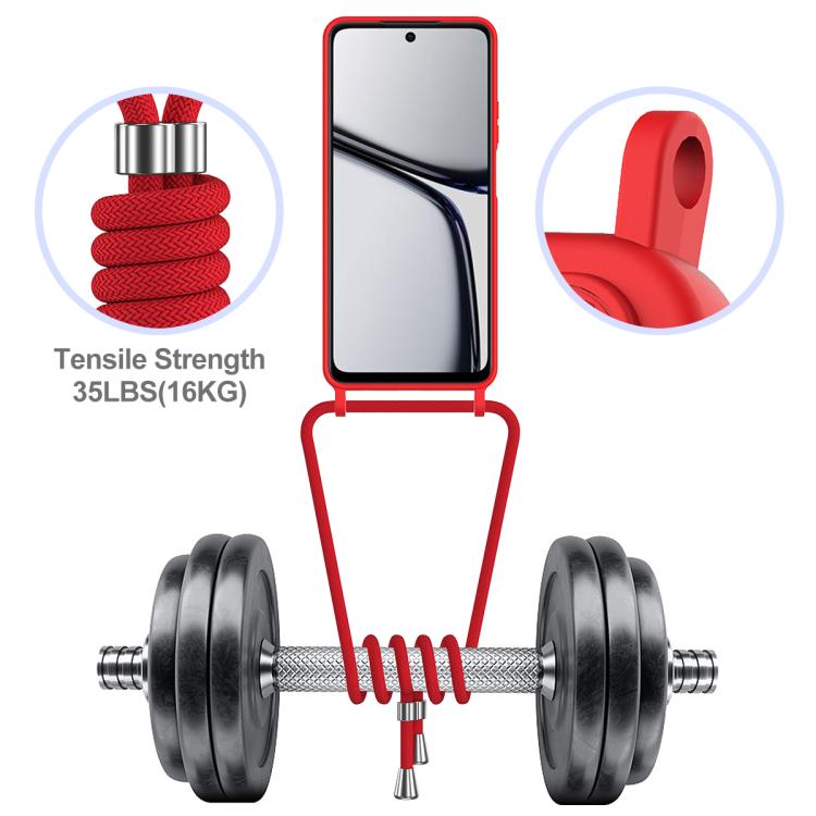 For Realme C65 4G Integrated Card Bag Solid Color Liquid Silicone Phone Case with Lanyard