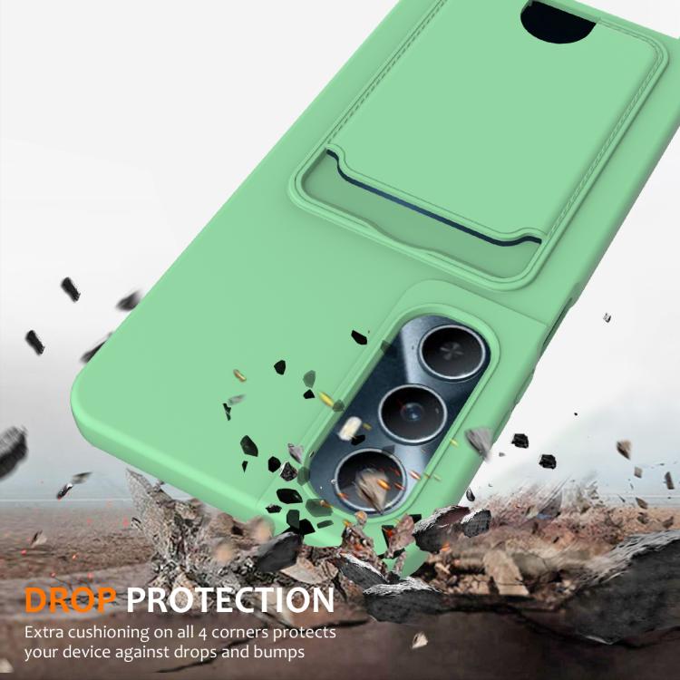 For Realme C65 4G Integrated Card Bag Solid Color Liquid Silicone Phone Case with Lanyard