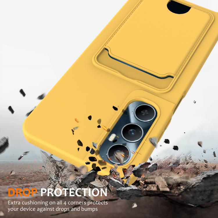 For Realme C65 4G Integrated Card Bag Solid Color Liquid Silicone Phone Case with Lanyard