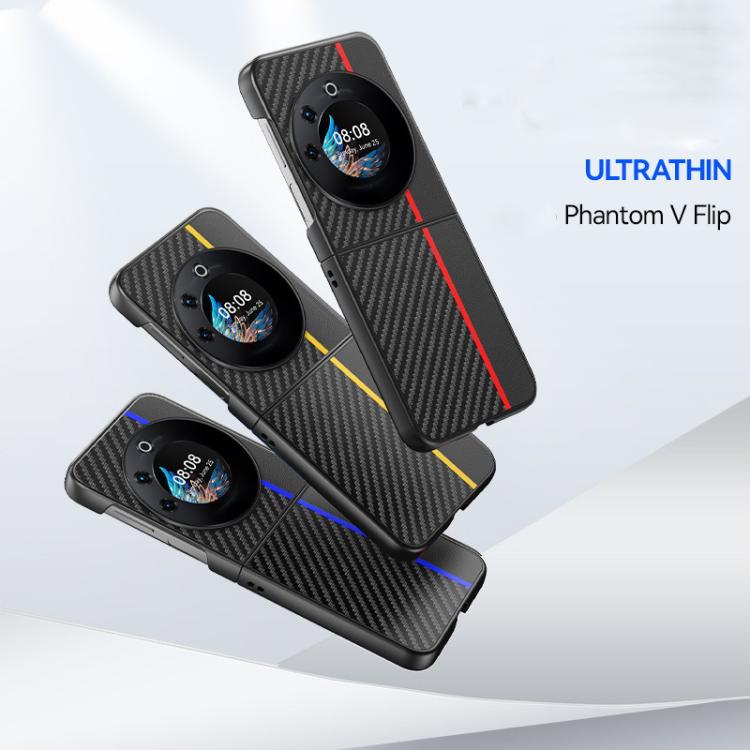 For Tecno Phantom V Flip Ultra-thin Carbon Fiber Texture Printing Phone Case