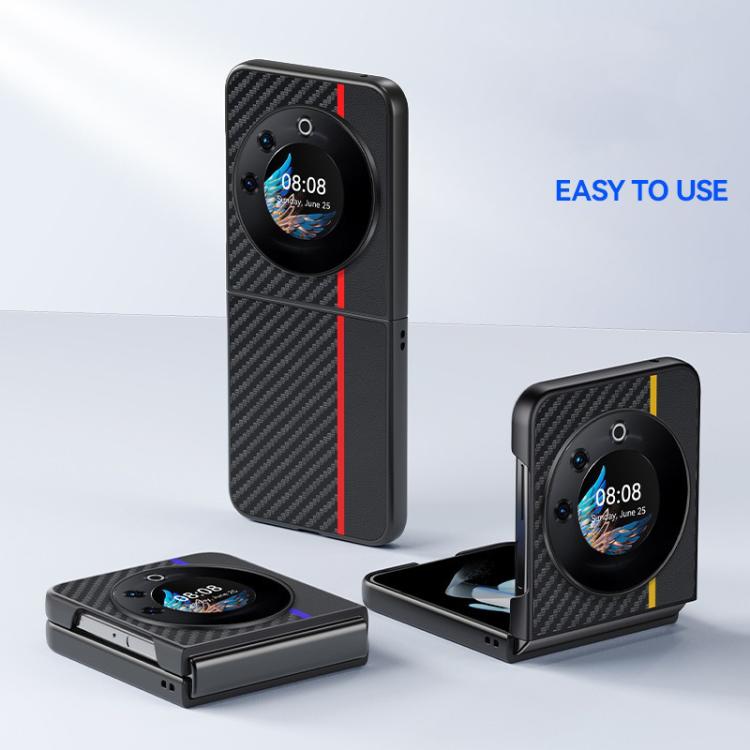 For Tecno Phantom V Flip Ultra-thin Carbon Fiber Texture Printing Phone Case