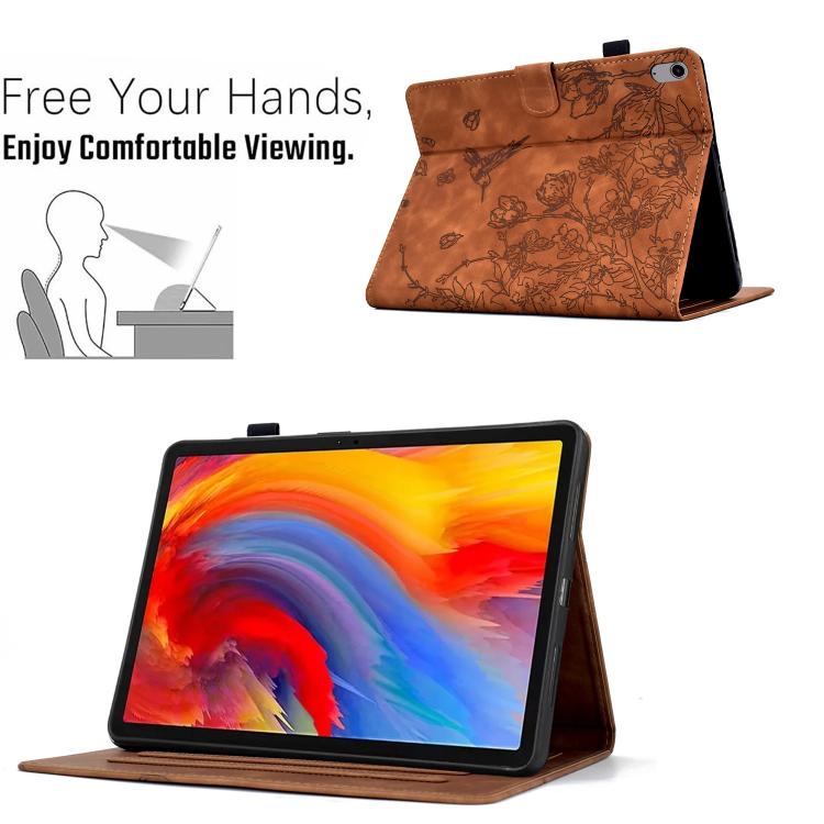 For Xiaomi Redmi Pad 2 Flowers and Bird Embossed Smart Leather Tablet Case