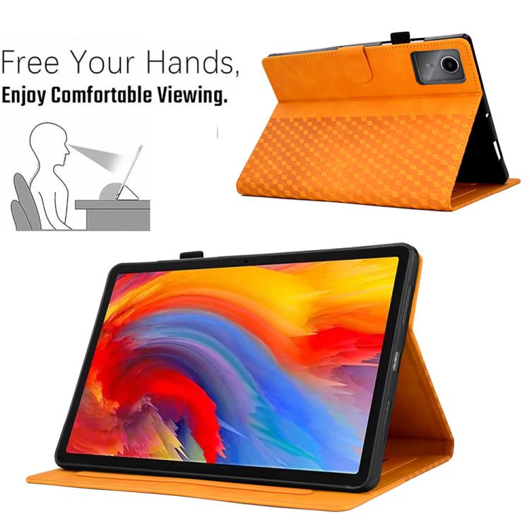 For Lenovo Xiaoxin Pad 12.1 2025 Rhombus Embossed Leather Smart Tablet Case