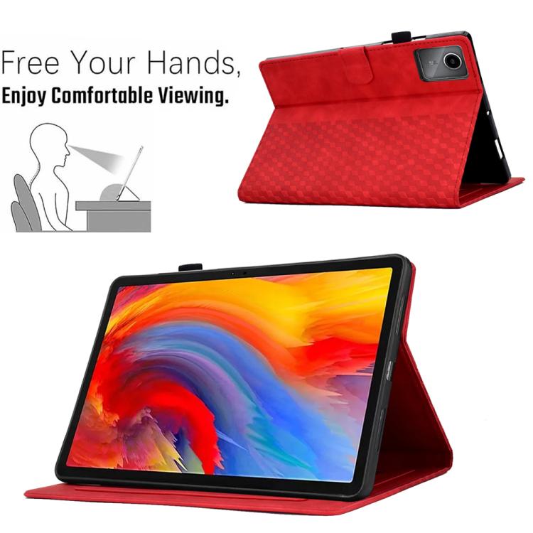 For Lenovo Xiaoxin Pad 12.1 2025 Rhombus Embossed Leather Smart Tablet Case