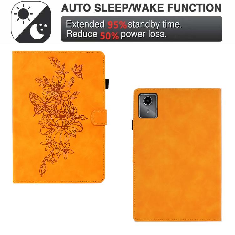 For Lenovo Xiaoxin Pad 11 2025 Peony Butterfly Embossed Leather Smart Tablet Case