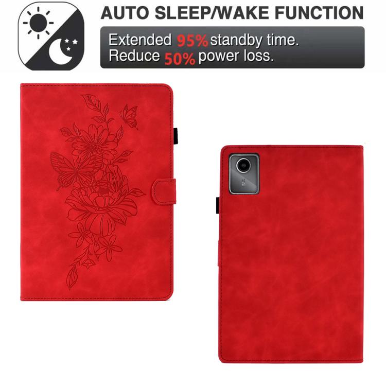 For Lenovo Xiaoxin Pad 12.1 2025 Peony Butterfly Embossed Leather Smart Tablet Case