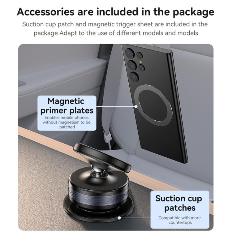 Yesido C224 Electric Vacuum Suction Cup MagSafe Car Mount with 360 Degree Rotating Base - Black
