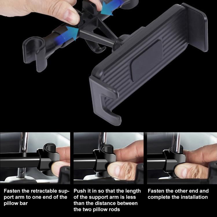 ZY-TZ04P Car Headrest Phone & Tablet Holder - Black