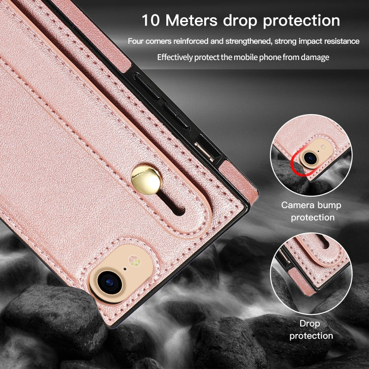 For iPhone 6 Wrist Strap PU+TPU Shockproof Protective Case with Crossbody Lanyard & Holder & Card Slot