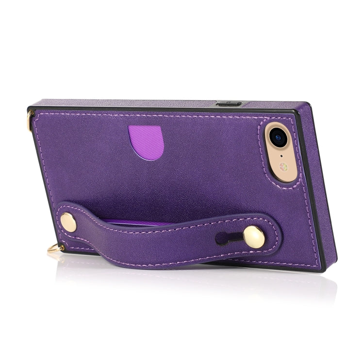 For iPhone 6 Wrist Strap PU+TPU Shockproof Protective Case with Crossbody Lanyard & Holder & Card Slot
