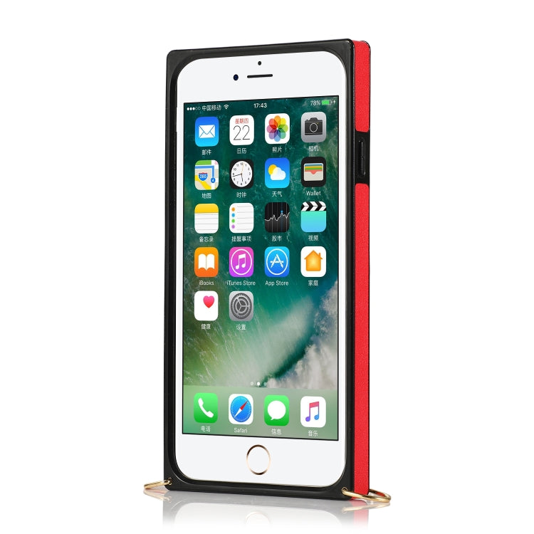 For iPhone 6 Wrist Strap PU+TPU Shockproof Protective Case with Crossbody Lanyard & Holder & Card Slot