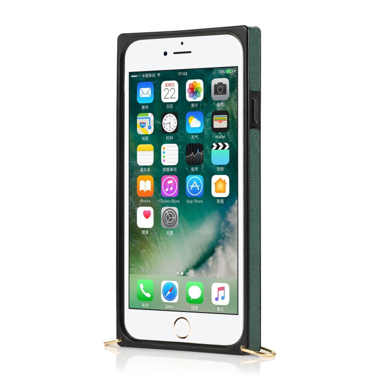 For iPhone 7 / 8 / SE 2020 Wrist Strap PU+TPU Shockproof Protective Case with Crossbody Lanyard & Holder & Card Slot