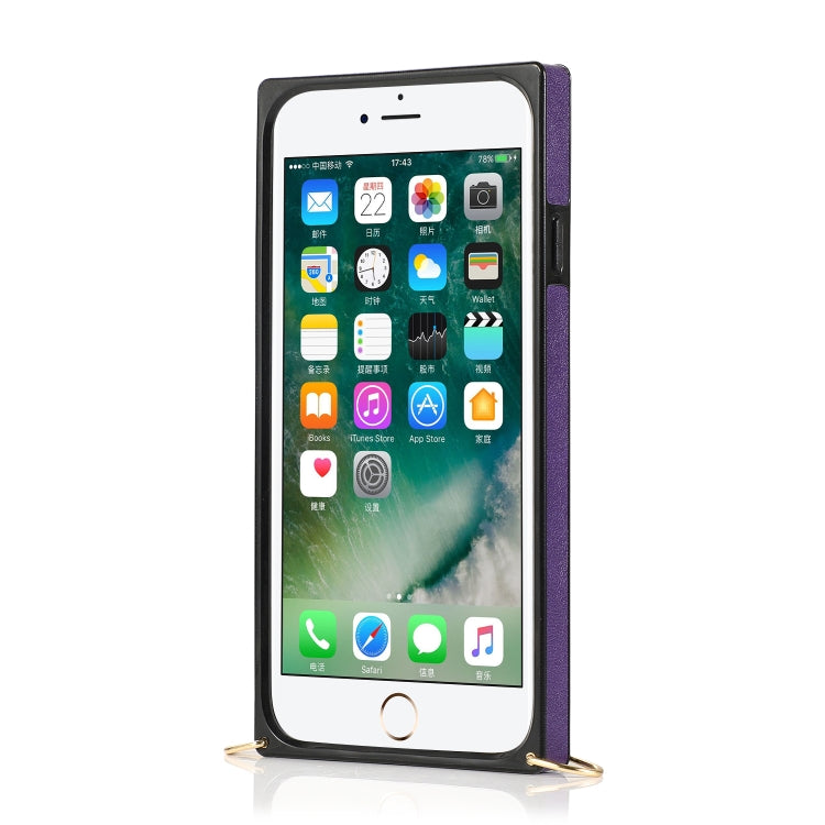 For iPhone 7 / 8 / SE 2020 Wrist Strap PU+TPU Shockproof Protective Case with Crossbody Lanyard & Holder & Card Slot
