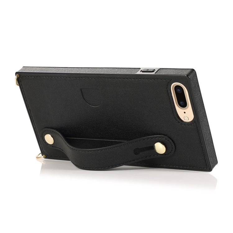 For iPhone 6 Plus Wrist Strap PU+TPU Shockproof Protective Case with Crossbody Lanyard & Holder & Card Slot