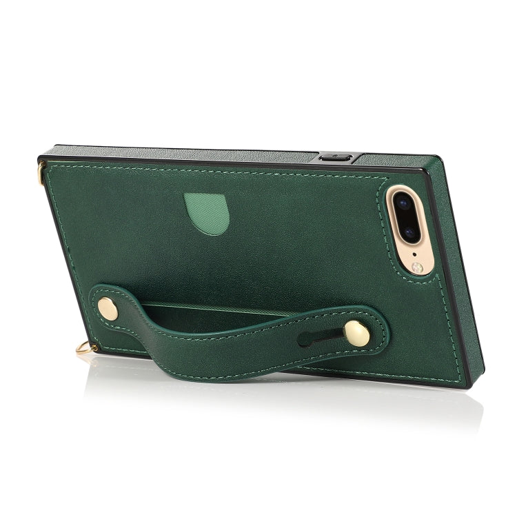 For iPhone 6 Plus Wrist Strap PU+TPU Shockproof Protective Case with Crossbody Lanyard & Holder & Card Slot