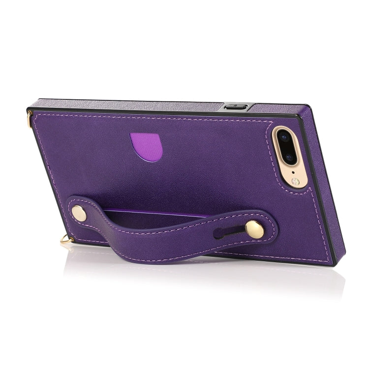 For iPhone 6 Plus Wrist Strap PU+TPU Shockproof Protective Case with Crossbody Lanyard & Holder & Card Slot