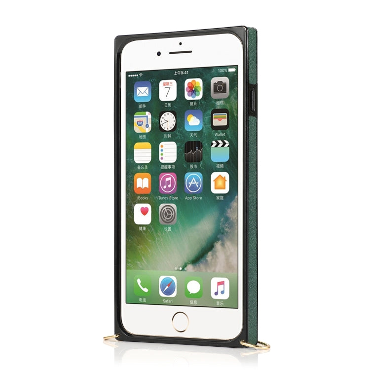 For iPhone 8 Plus / 7 Plus Wrist Strap PU+TPU Shockproof Protective Case with Crossbody Lanyard & Holder & Card Slot