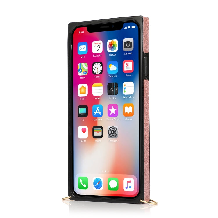 For iPhone X / XS Wrist Strap PU+TPU Shockproof Protective Case with Crossbody Lanyard & Holder & Card Slot