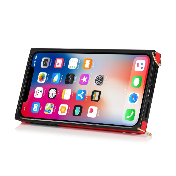 For iPhone X / XS Wrist Strap PU+TPU Shockproof Protective Case with Crossbody Lanyard & Holder & Card Slot